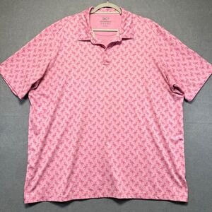 Johnston & Murphy XC4 Pink Flamingo Print Performance Polo Shirt Mens XXL Golf